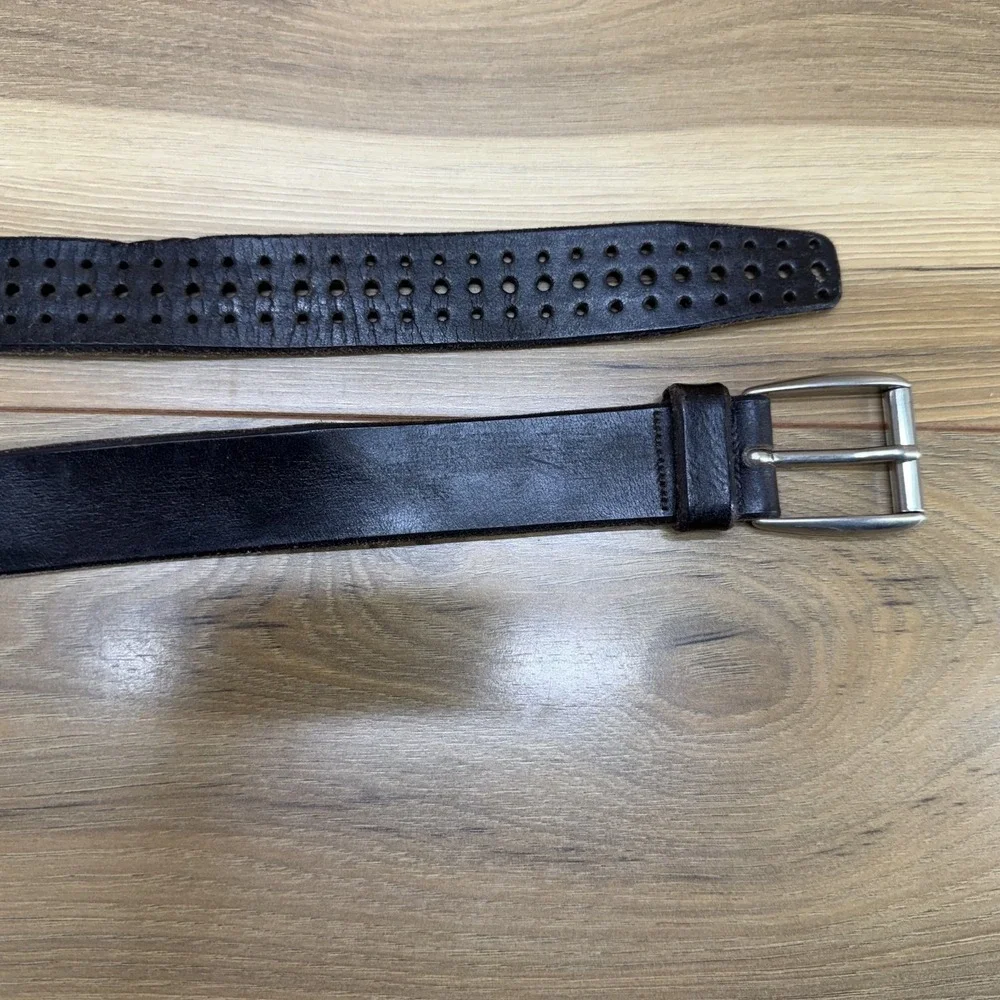 Martin Dingman Mens Belt 40 Dark Brown Bridle Leather Perf Business Casual Italy